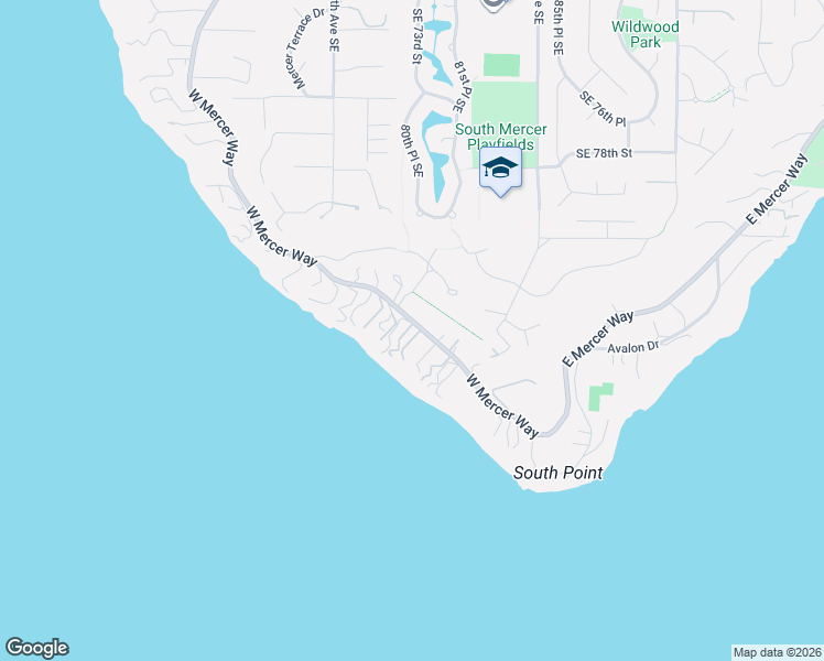 map of restaurants, bars, coffee shops, grocery stores, and more near 8159 West Mercer Way in Mercer Island