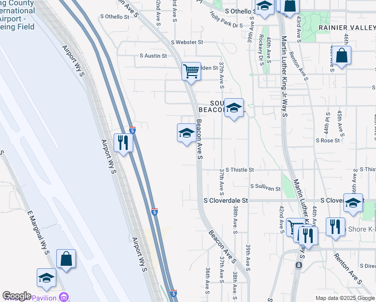 map of restaurants, bars, coffee shops, grocery stores, and more near 8311 Beacon Avenue South in Seattle