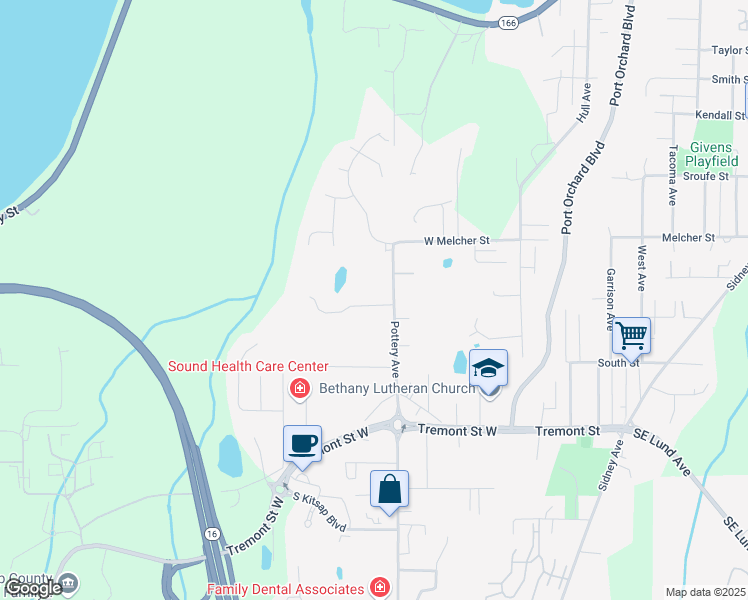 map of restaurants, bars, coffee shops, grocery stores, and more near 329 Golden Pond Street in Port Orchard
