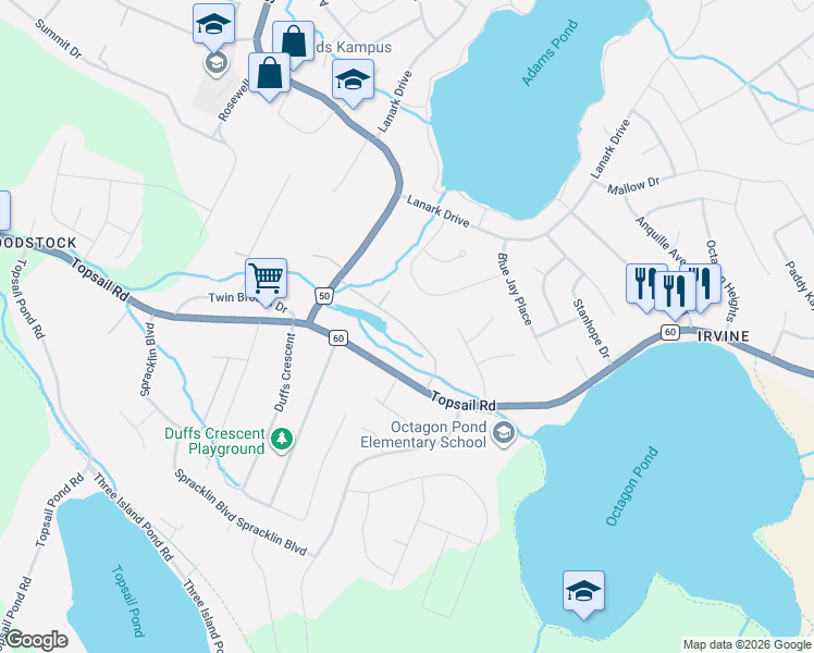 map of restaurants, bars, coffee shops, grocery stores, and more near 22 Carlingford Street in Paradise
