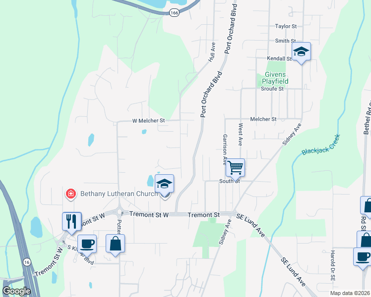 map of restaurants, bars, coffee shops, grocery stores, and more near 1275 Sherman Avenue in Port Orchard