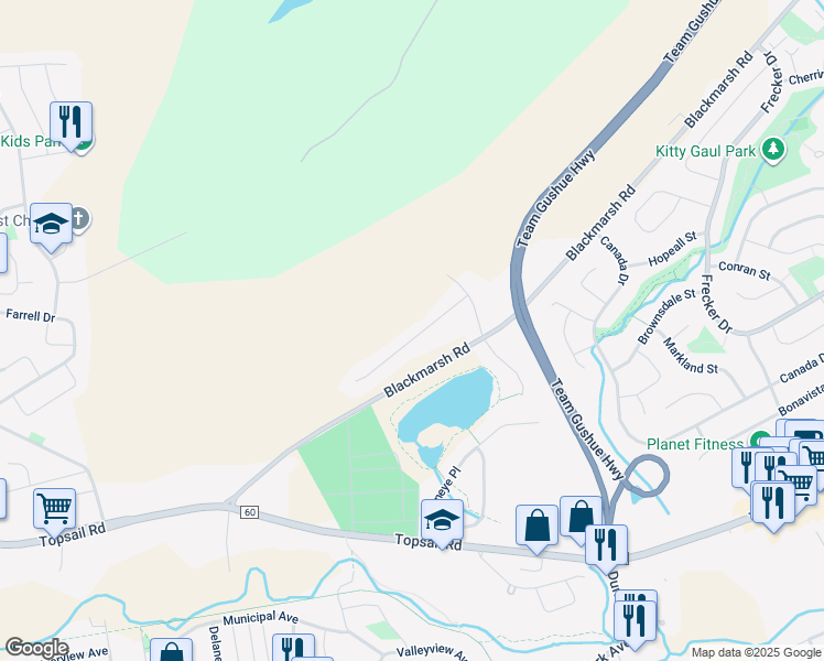 map of restaurants, bars, coffee shops, grocery stores, and more near 10 Pembury Close in Mount Pearl