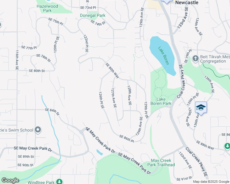 map of restaurants, bars, coffee shops, grocery stores, and more near 8212 127th Avenue Southeast in Newcastle