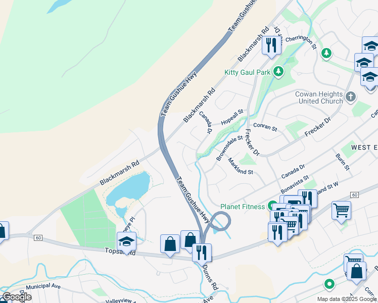 map of restaurants, bars, coffee shops, grocery stores, and more near 19 Portland Place in St. John's