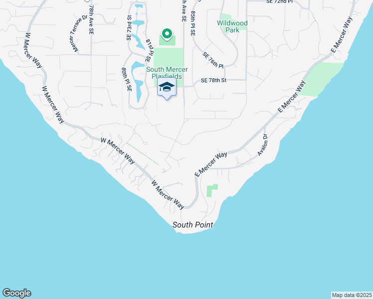 map of restaurants, bars, coffee shops, grocery stores, and more near 8413 Southeast 82nd Street in Mercer Island