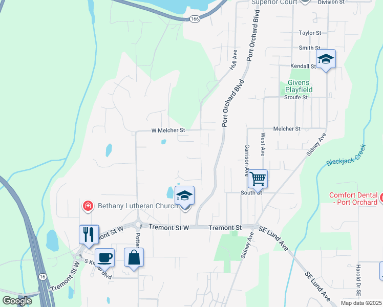 map of restaurants, bars, coffee shops, grocery stores, and more near 1274 Sherman Avenue in Port Orchard