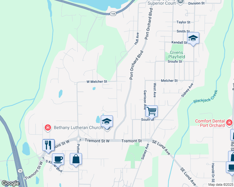 map of restaurants, bars, coffee shops, grocery stores, and more near 1274 Sherman Avenue in Port Orchard