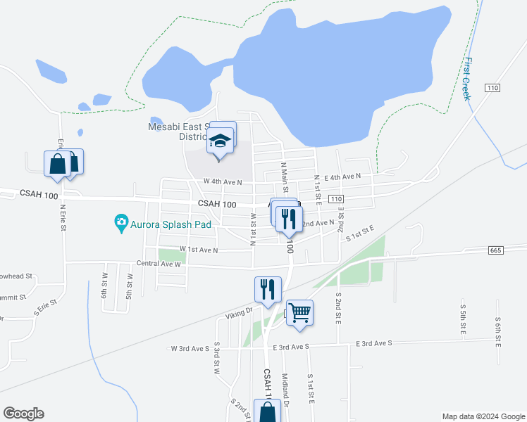 map of restaurants, bars, coffee shops, grocery stores, and more near in Aurora