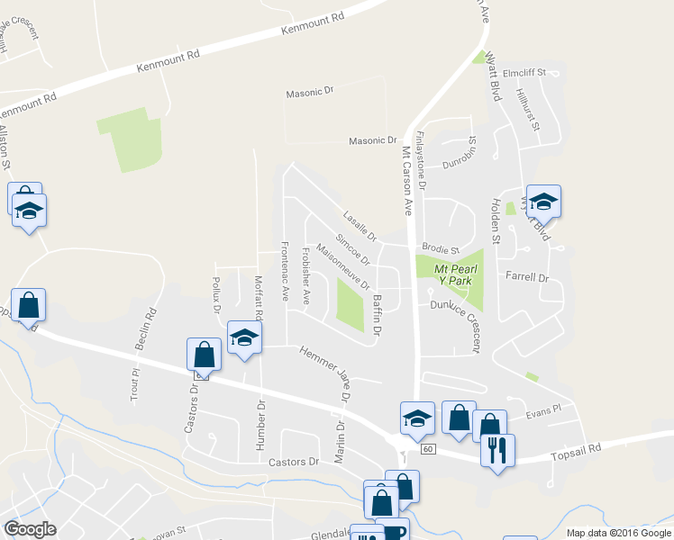 map of restaurants, bars, coffee shops, grocery stores, and more near 15 Maisonneuve Drive in Mount Pearl