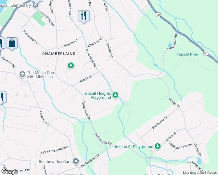 map of restaurants, bars, coffee shops, grocery stores, and more near 140 Monument Road in Conception Bay South