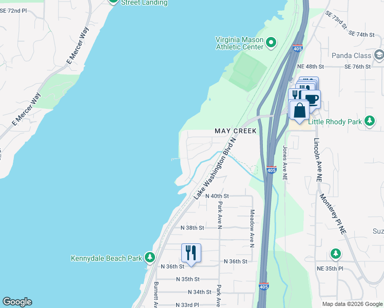 map of restaurants, bars, coffee shops, grocery stores, and more near 1037 North 42nd Place in Renton