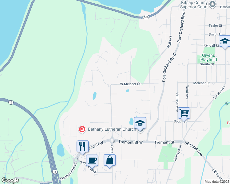 map of restaurants, bars, coffee shops, grocery stores, and more near 280 West Melcher Street in Port Orchard