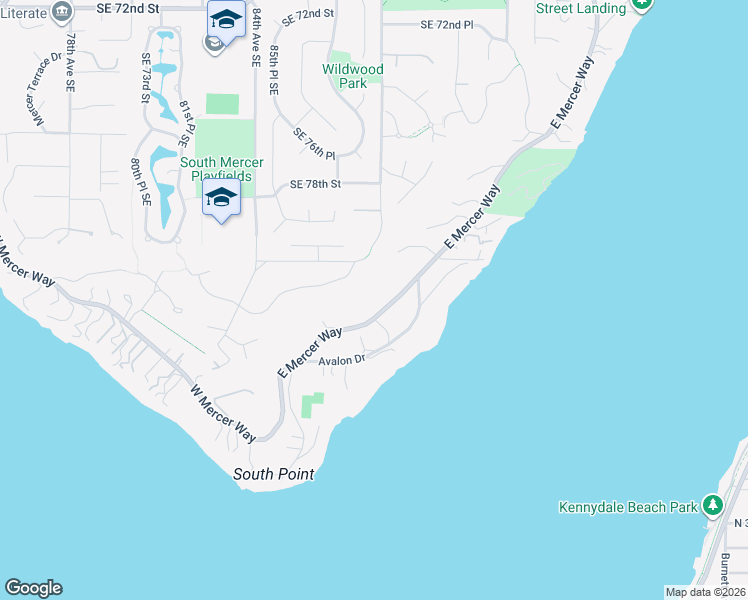 map of restaurants, bars, coffee shops, grocery stores, and more near 8055 East Mercer Way in Mercer Island