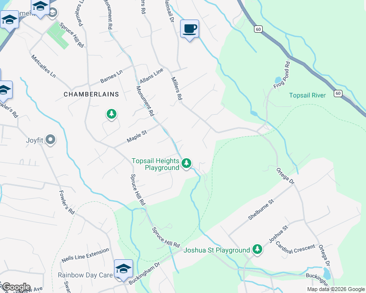 map of restaurants, bars, coffee shops, grocery stores, and more near 145 Monument Road in Conception Bay South