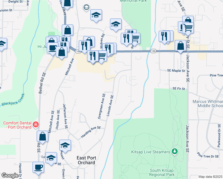 map of restaurants, bars, coffee shops, grocery stores, and more near 2008 Lincoln Avenue Southeast in Port Orchard
