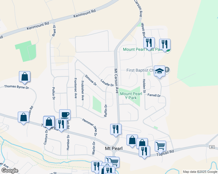 map of restaurants, bars, coffee shops, grocery stores, and more near 11 Lasalle Drive in Mount Pearl