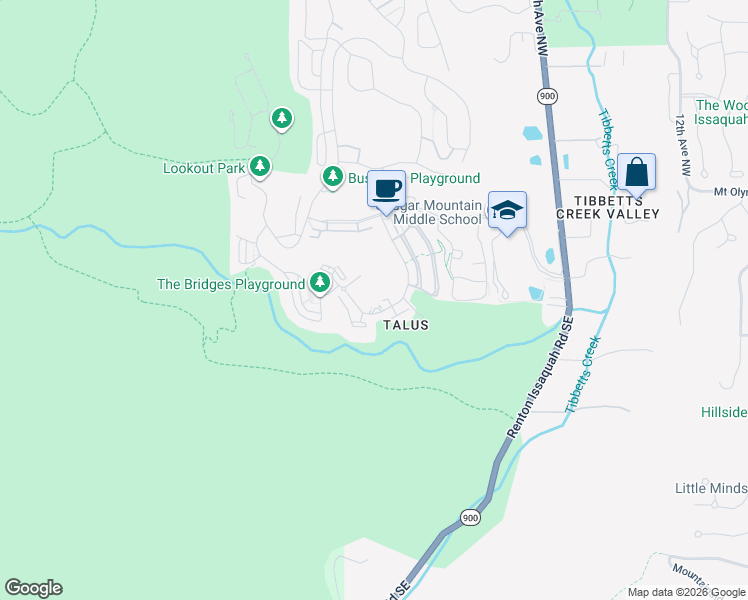 map of restaurants, bars, coffee shops, grocery stores, and more near 2128 Northwest Shy Bear Way in Issaquah