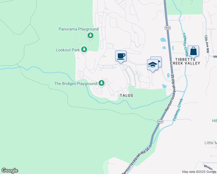 map of restaurants, bars, coffee shops, grocery stores, and more near 2173 Northwest Shy Bear Way in Issaquah