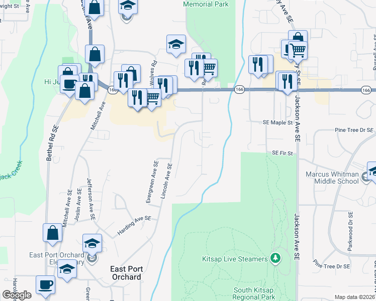 map of restaurants, bars, coffee shops, grocery stores, and more near 1944 Pioneer Lane Southeast in Port Orchard