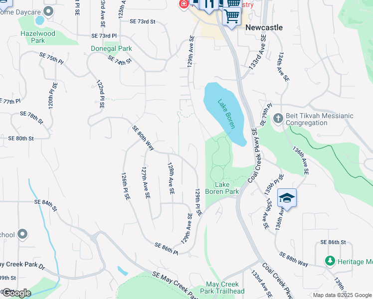 map of restaurants, bars, coffee shops, grocery stores, and more near 7907 129th Place Southeast in Newcastle