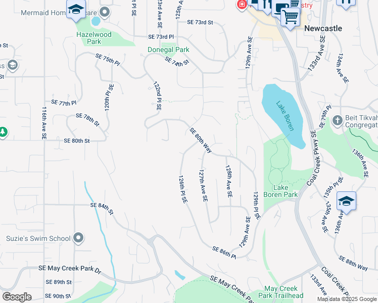 map of restaurants, bars, coffee shops, grocery stores, and more near 8026 126th Place Southeast in Newcastle