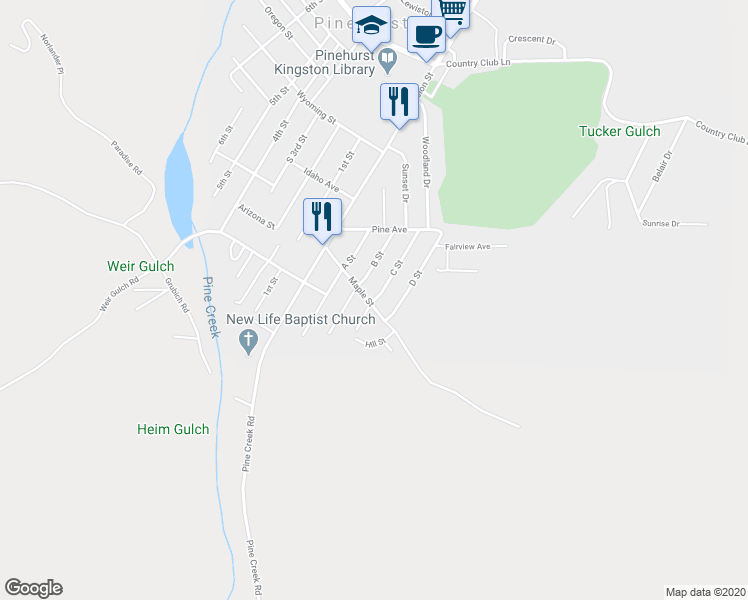 map of restaurants, bars, coffee shops, grocery stores, and more near 698 C Street in Pinehurst
