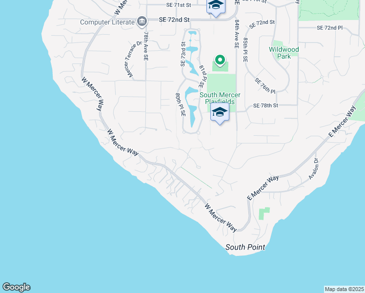 map of restaurants, bars, coffee shops, grocery stores, and more near 8132 West Mercer Way in Mercer Island