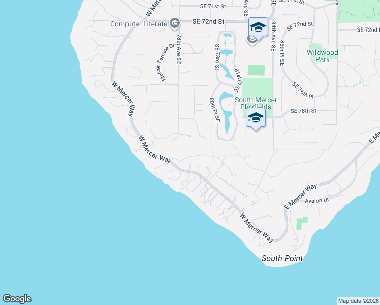 map of restaurants, bars, coffee shops, grocery stores, and more near 7934 Lake View Lane in Mercer Island