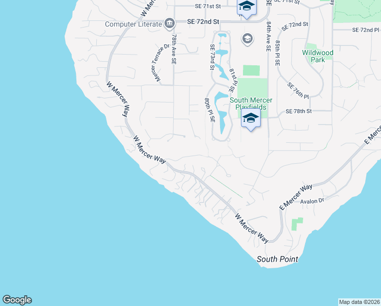 map of restaurants, bars, coffee shops, grocery stores, and more near 8112 West Mercer Way in Mercer Island