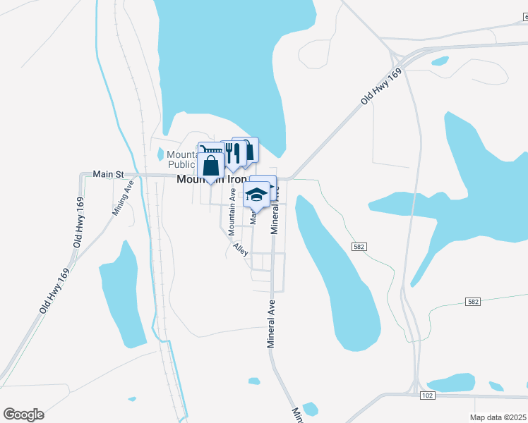 map of restaurants, bars, coffee shops, grocery stores, and more near 5720 Marble Avenue in Mountain Iron