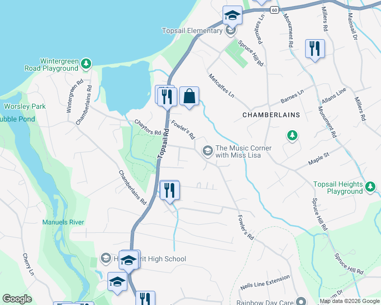 map of restaurants, bars, coffee shops, grocery stores, and more near 8 Dogwood Place in Conception Bay South