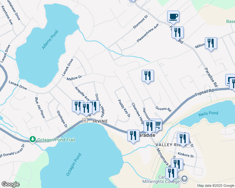 map of restaurants, bars, coffee shops, grocery stores, and more near 58 Paddy Kay Drive in Paradise