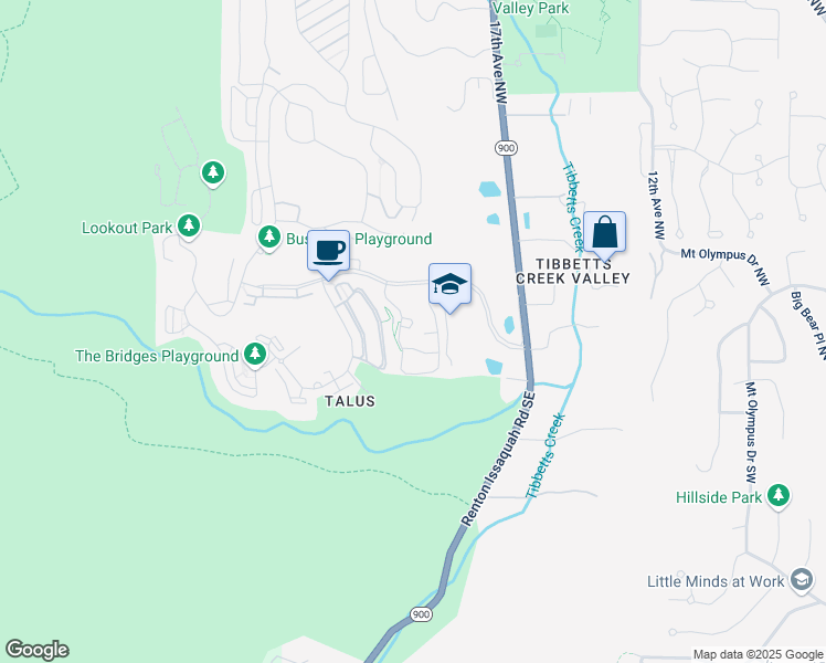map of restaurants, bars, coffee shops, grocery stores, and more near 118 Cougar Ridge Road Northwest in Issaquah