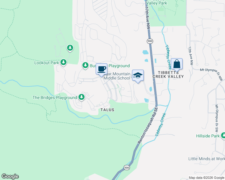 map of restaurants, bars, coffee shops, grocery stores, and more near 162 Cougar Ridge Road Northwest in Issaquah