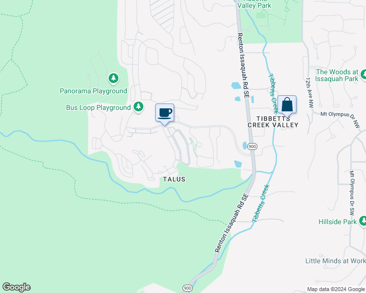 map of restaurants, bars, coffee shops, grocery stores, and more near 162 Cougar Ridge Road Northwest in Issaquah