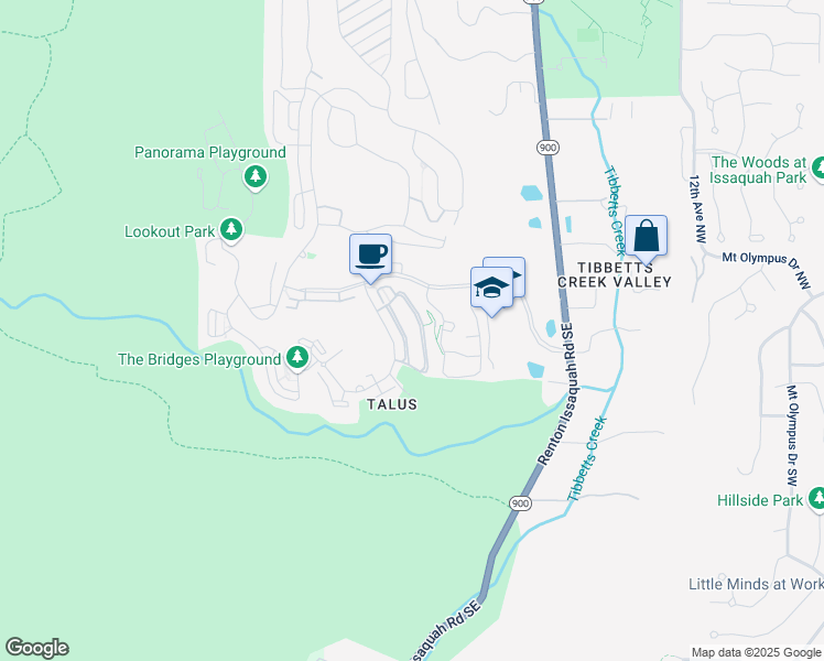 map of restaurants, bars, coffee shops, grocery stores, and more near 140 Sky Ridge Road Northwest in Issaquah
