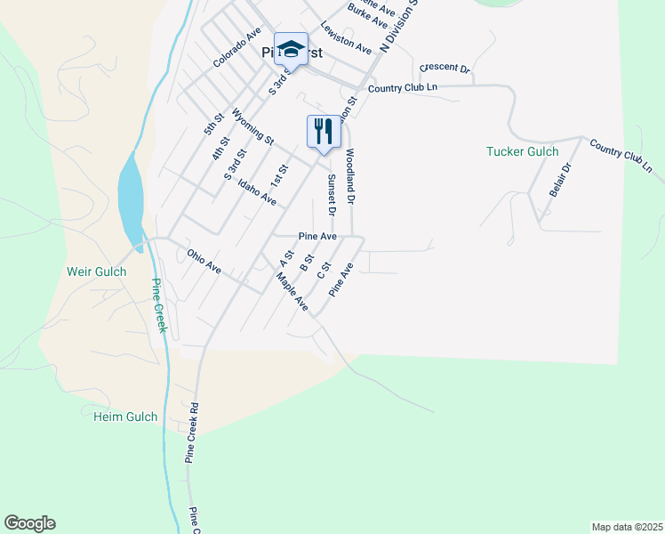 map of restaurants, bars, coffee shops, grocery stores, and more near 511 C Street in Pinehurst