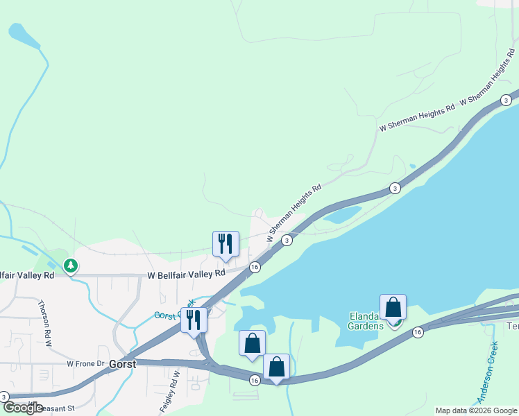 map of restaurants, bars, coffee shops, grocery stores, and more near 3190 Bartolatz Road West in Bremerton