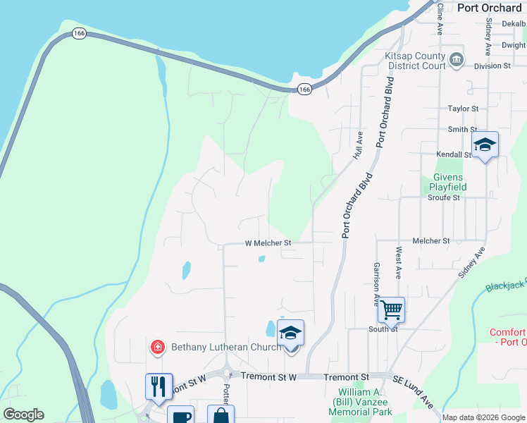 map of restaurants, bars, coffee shops, grocery stores, and more near 1130 Heron Ridge Avenue in Port Orchard