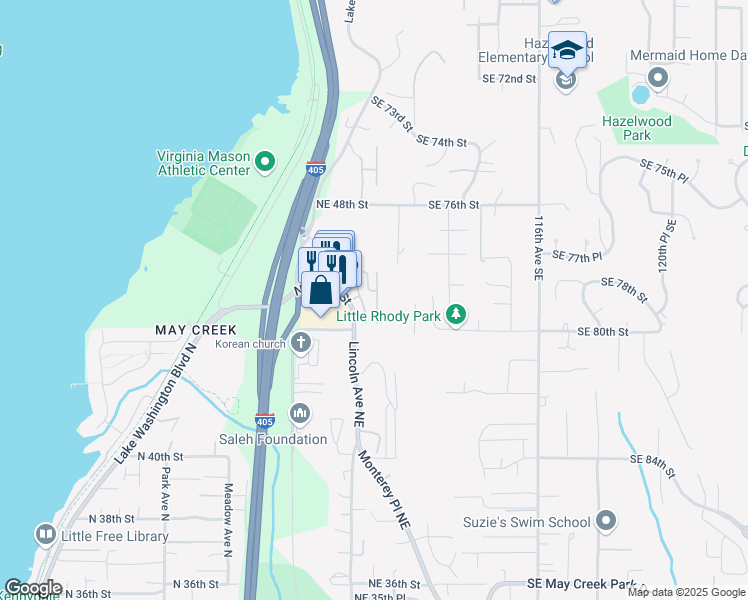 map of restaurants, bars, coffee shops, grocery stores, and more near 7906 110th Avenue Southeast in Renton