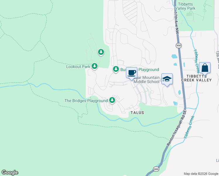 map of restaurants, bars, coffee shops, grocery stores, and more near 2277 Northwest Hidden Lane in Issaquah