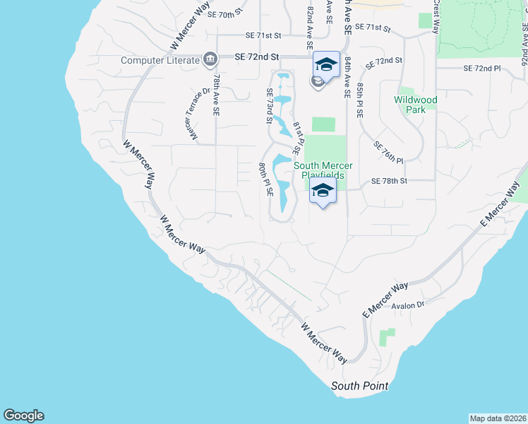 map of restaurants, bars, coffee shops, grocery stores, and more near 7895 80th Place Southeast in Mercer Island