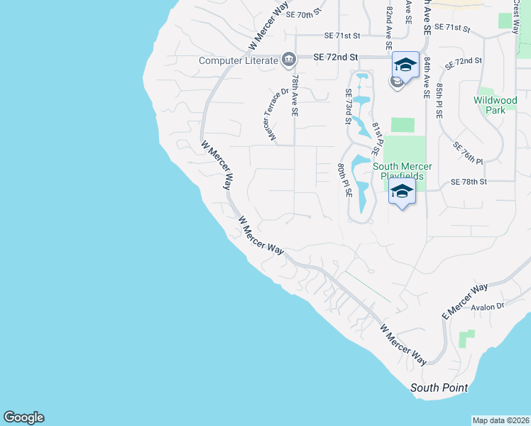 map of restaurants, bars, coffee shops, grocery stores, and more near 7827 Westwood Lane in Mercer Island