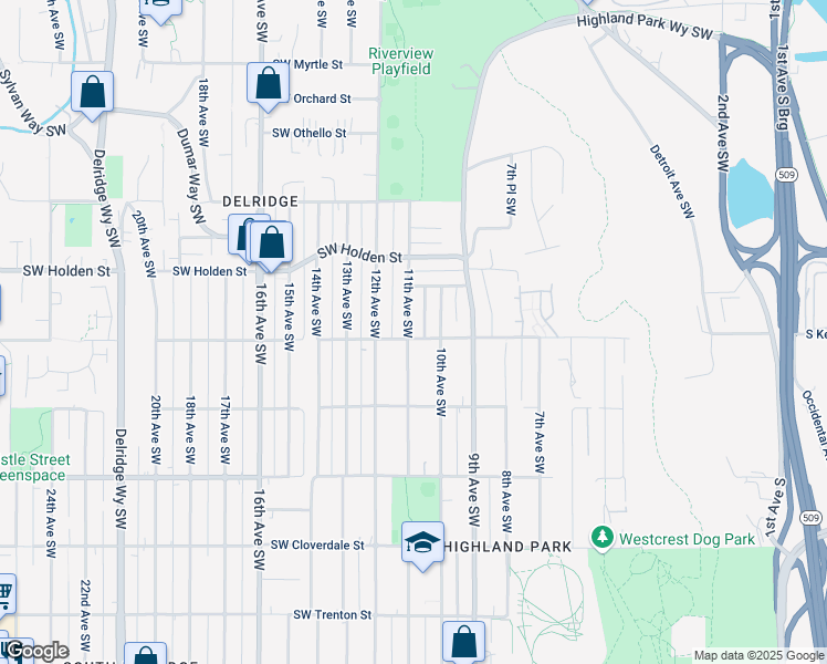 map of restaurants, bars, coffee shops, grocery stores, and more near 1016 Southwest Kenyon Street in Seattle