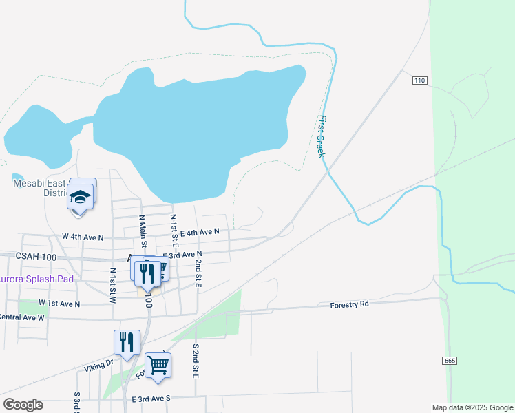 map of restaurants, bars, coffee shops, grocery stores, and more near 310 East 4th Avenue North in Aurora