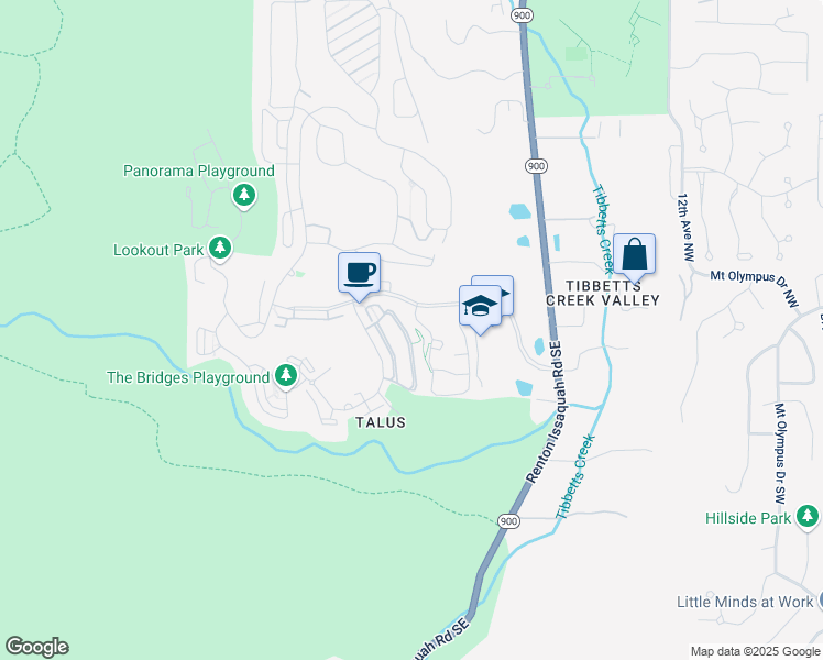 map of restaurants, bars, coffee shops, grocery stores, and more near 134 Cougar Ridge Road Northwest in Issaquah