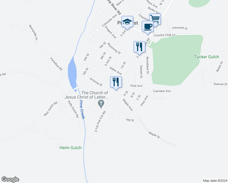 map of restaurants, bars, coffee shops, grocery stores, and more near 702 South Division Street in Pinehurst