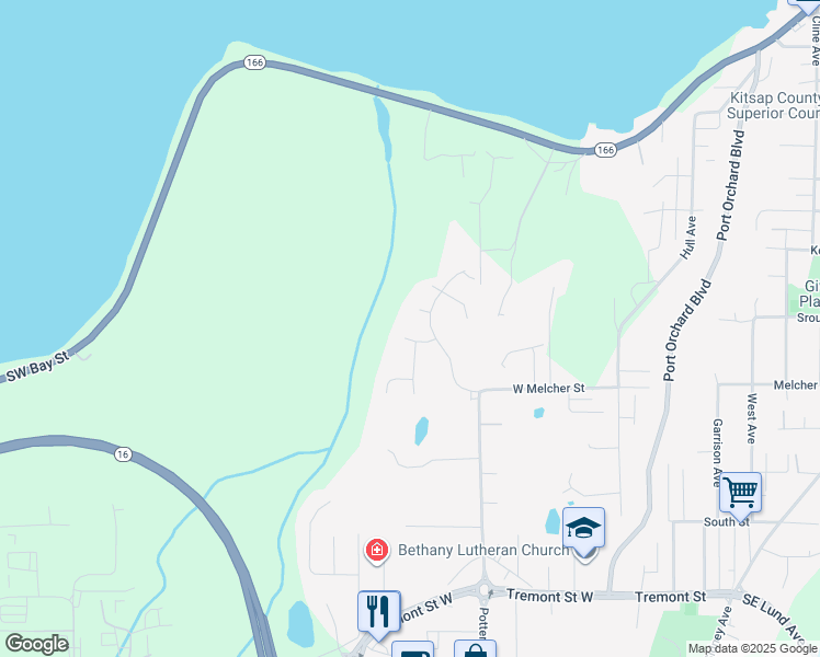 map of restaurants, bars, coffee shops, grocery stores, and more near 365 Scotland Court in Port Orchard