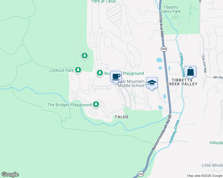map of restaurants, bars, coffee shops, grocery stores, and more near 188 Northwest Shy Bear Way in Issaquah