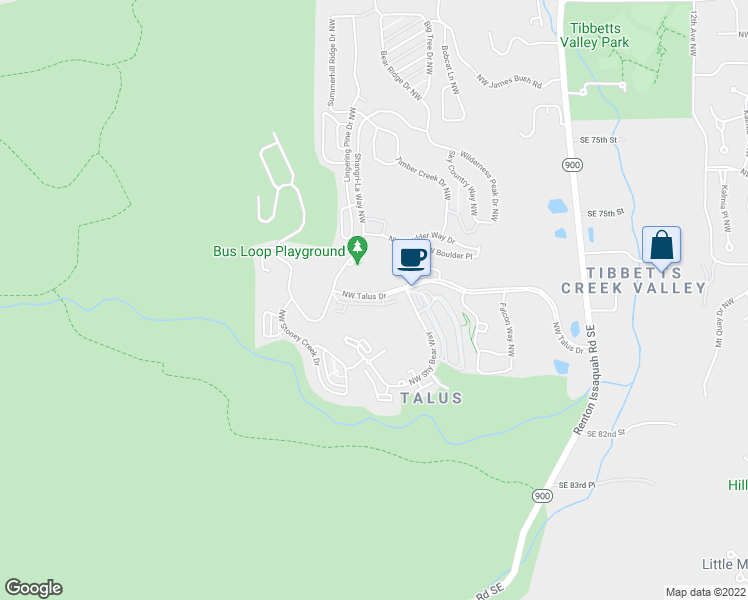 map of restaurants, bars, coffee shops, grocery stores, and more near 2173 Northwest Moraine Place in Issaquah